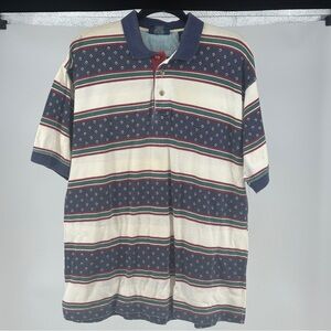 Men’s Large Blue Green Red Vintage 90’s‎ Loafer’s Polo Shirt